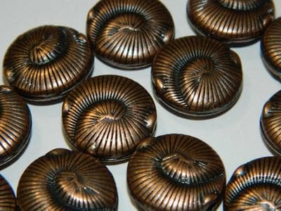 Ocean Shell Pewter Beads, Red Copper Flat Round 50 beads (18.5mm Large Hole) - Image 1