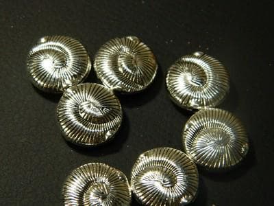 Ocean Shell Pewter Beads, Flat Round Silver (Large Hole 18.5mm) - Thumbnail 4