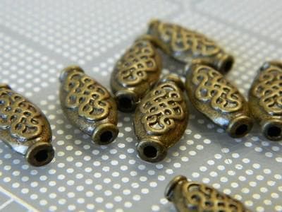 Oval Spacer Beads:100 beads Ethnic Bronze Pewter (15mm, Handcrafted) - Thumbnail 9