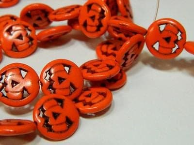 Jack O Lantern Beads: Fall Pumpkin Jewelry Supplies (15mm Orange Howlite) - Thumbnail 9