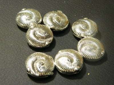 Ocean Shell Pewter Beads, Flat Round Silver (Large Hole 18.5mm) - Thumbnail 3