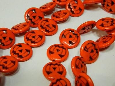 Jack O Lantern Beads: Fall Pumpkin Jewelry Supplies (15mm Orange Howlite) - Thumbnail 5