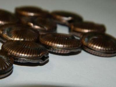 Ocean Shell Pewter Beads, Red Copper Flat Round 50 beads (18.5mm Large Hole) - Thumbnail 6