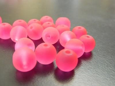 Hot Pink Frosted Glass Beads - 8mm Round Matte Finish - Thumbnail 4