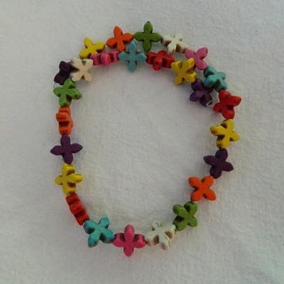 Greek Cross Howlite Beads - Multi-Color Dolphin Shape - Thumbnail 2