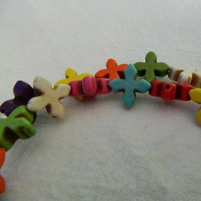 Greek Cross Howlite Beads - Multi-Color Dolphin Shape - Thumbnail 3