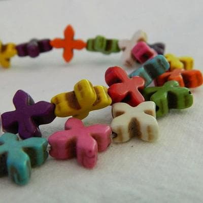 Greek Cross Howlite Beads - Multi-Color Dolphin Shape - Image 1