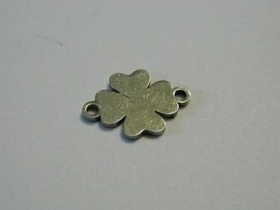 Four Leaf Clover Beads, Silver Tone Stainless Steel 10 per order (15.5mm Jewelry Links) - Thumbnail 2