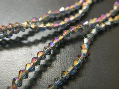 Golden Purple Bicone Beads: 3mm Faceted Glass Strand - Thumbnail 4