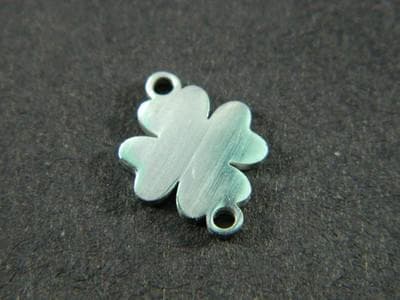 Four Leaf Clover Beads, Silver Tone Stainless Steel 10 per order (15.5mm Jewelry Links) - Thumbnail 5