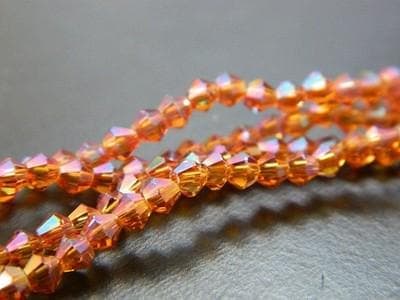Crafting Glass Beads, Orange Red Bicone (3mm Strand, 18 Inch) - Thumbnail 4
