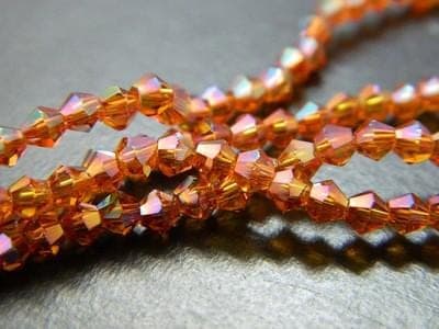 Crafting Glass Beads, Orange Red Bicone (3mm Strand, 18 Inch) - Thumbnail 6