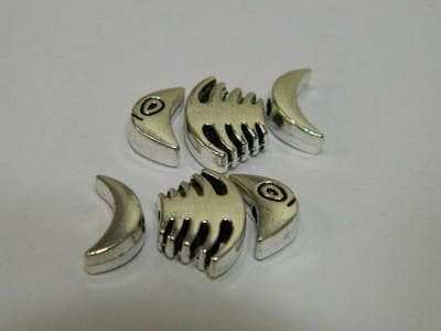 Fish Bone Charms: Ocean Inspired Pewter Beads (3 Pieces) 2 sets per order - Thumbnail 7