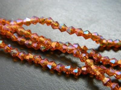 Crafting Glass Beads, Orange Red Bicone (3mm Strand, 18 Inch) - Thumbnail 7