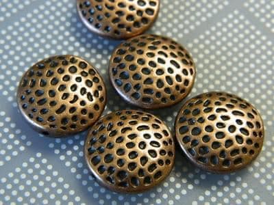 17 mm Copper Coin Beads: Antiqued Flat Round Spacers 50 beads per order - Thumbnail 2