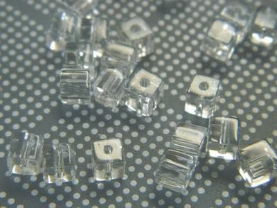 Clear Cube Glass Beads, Transparent Square (4mm, Small Hole) - Thumbnail 5