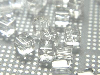 Clear Cube Glass Beads, Transparent Square (4mm, Small Hole) - Image 1