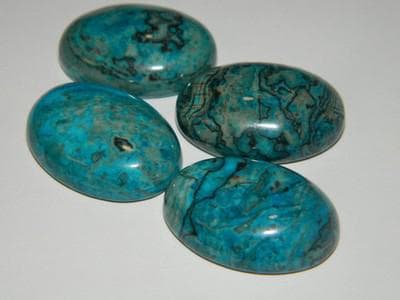 Chrysocolla Gemstones: Blue Green Cabochons (25mm Polished Peruvian) - Thumbnail 9