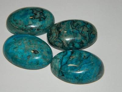 Chrysocolla Gemstones: Blue Green Cabochons (25mm Polished Peruvian) - Image 1