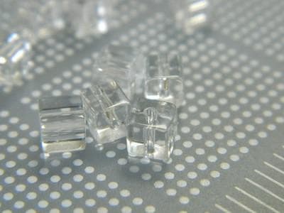 Clear Cube Glass Beads, Transparent Square (4mm, Small Hole) - Thumbnail 3