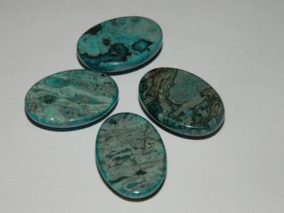 Chrysocolla Gemstones: Blue Green Cabochons (25mm Polished Peruvian) - Thumbnail 7