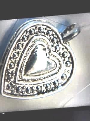 Boho Tibetan Heart Pendants, Silver and Pewter . Small Heart Charm - Image 1