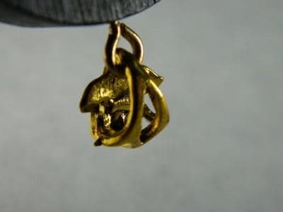 Bali Amulet Necklace 44 mm- Round Sandalwood with Brass Accents - Thumbnail 6