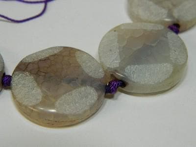Ametrine Flat Coin Beads, Frosted Purple Off-White (24mm Faceted Gems) - Thumbnail 5