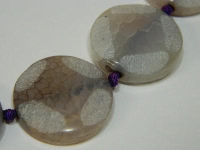 Ametrine Flat Coin Beads, Frosted Purple Off-White (24mm Faceted Gems) - Thumbnail 9
