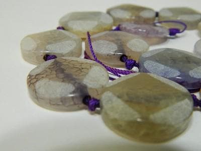 Ametrine Flat Coin Beads, Frosted Purple Off-White (24mm Faceted Gems) - Thumbnail 6