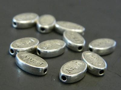 Angel Oval Beads:50 Antiqued Silver Metal - 13mm Craft Spacers - Thumbnail 5