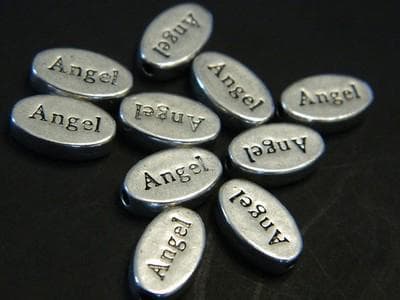 Angel Oval Beads:50 Antiqued Silver Metal - 13mm Craft Spacers - Thumbnail 3