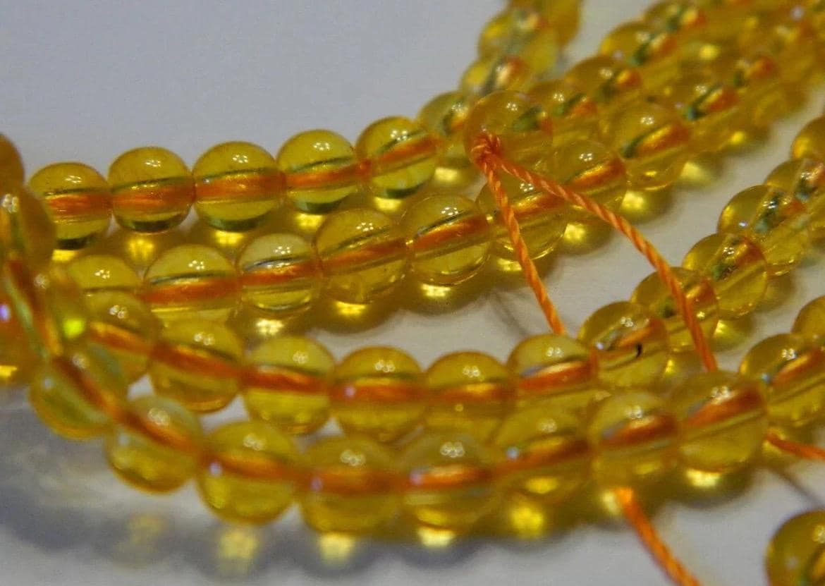 Citrine Quartz Gemstone Beads - Deep Yellow Round - Thumbnail 5