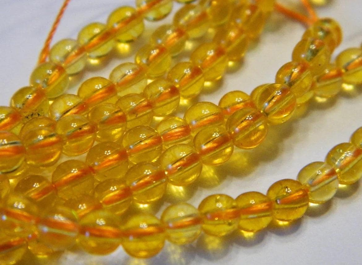 Citrine Quartz Gemstone Beads - Deep Yellow Round - Thumbnail 8