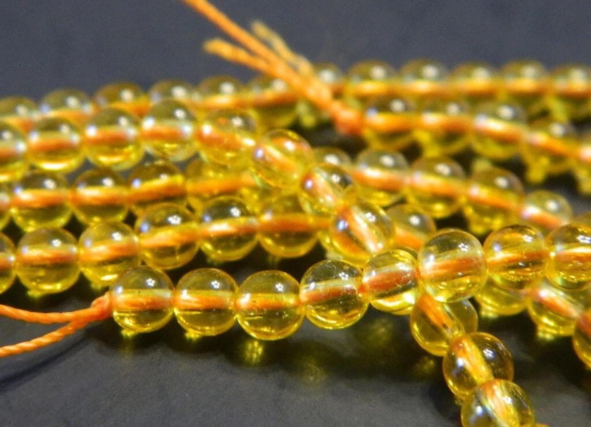 Citrine Quartz Gemstone Beads - Deep Yellow Round - Thumbnail 4