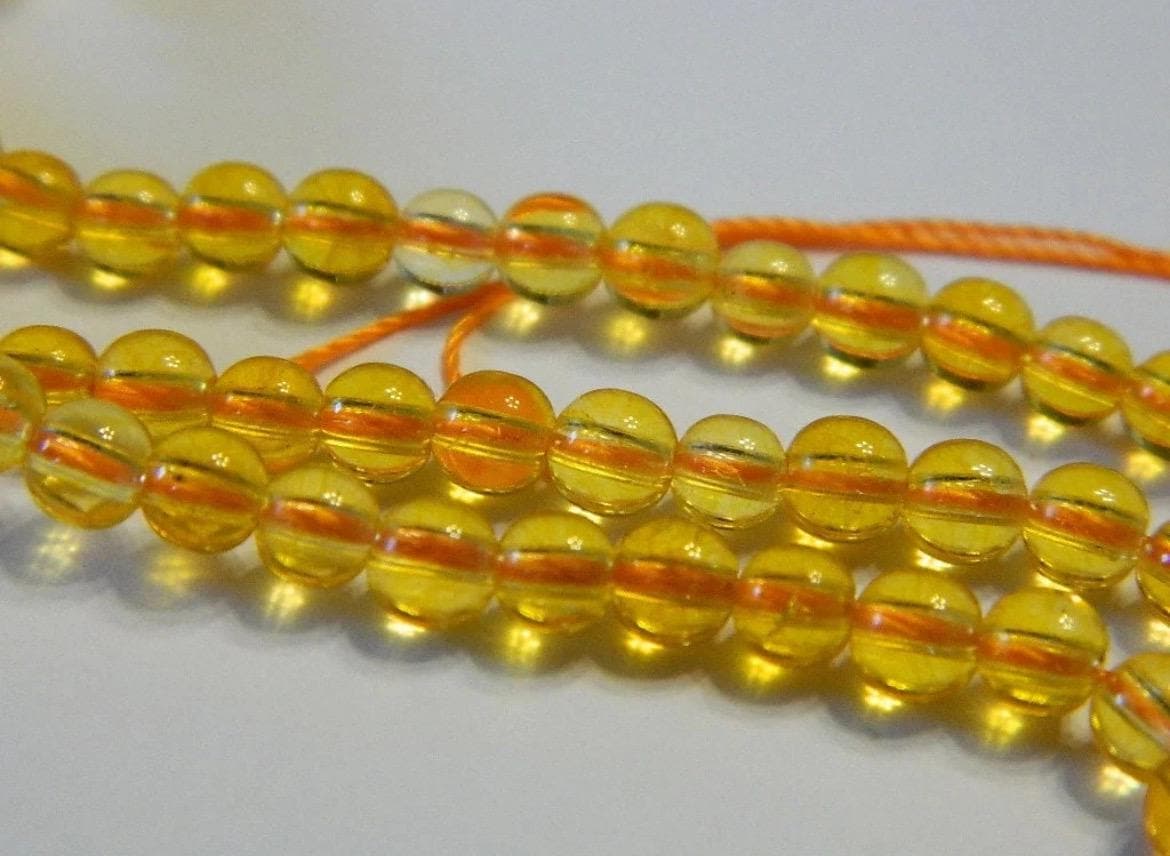 Citrine Quartz Gemstone Beads - Deep Yellow Round - Thumbnail 9