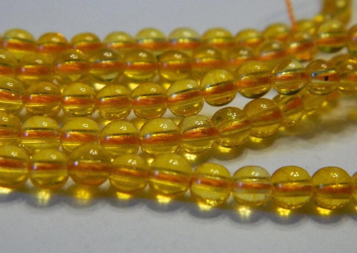 Citrine Quartz Gemstone Beads - Deep Yellow Round - Thumbnail 3