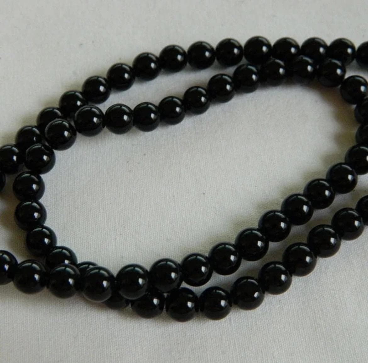 4mm Black Obsidian Beads, West African Gemstone Strand - Thumbnail 3
