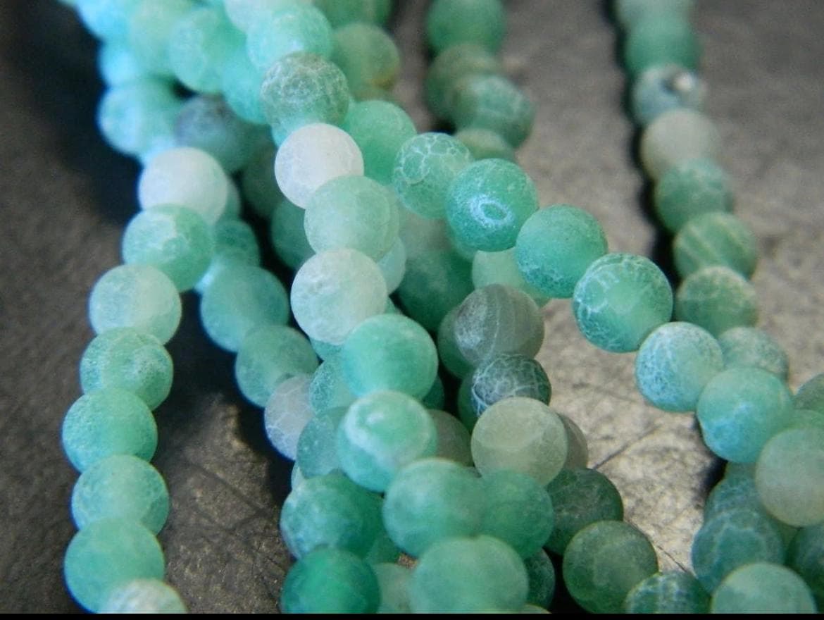 4mm Light Green Crackle Agate-Natural Crackle Agate Beads - Thumbnail 4