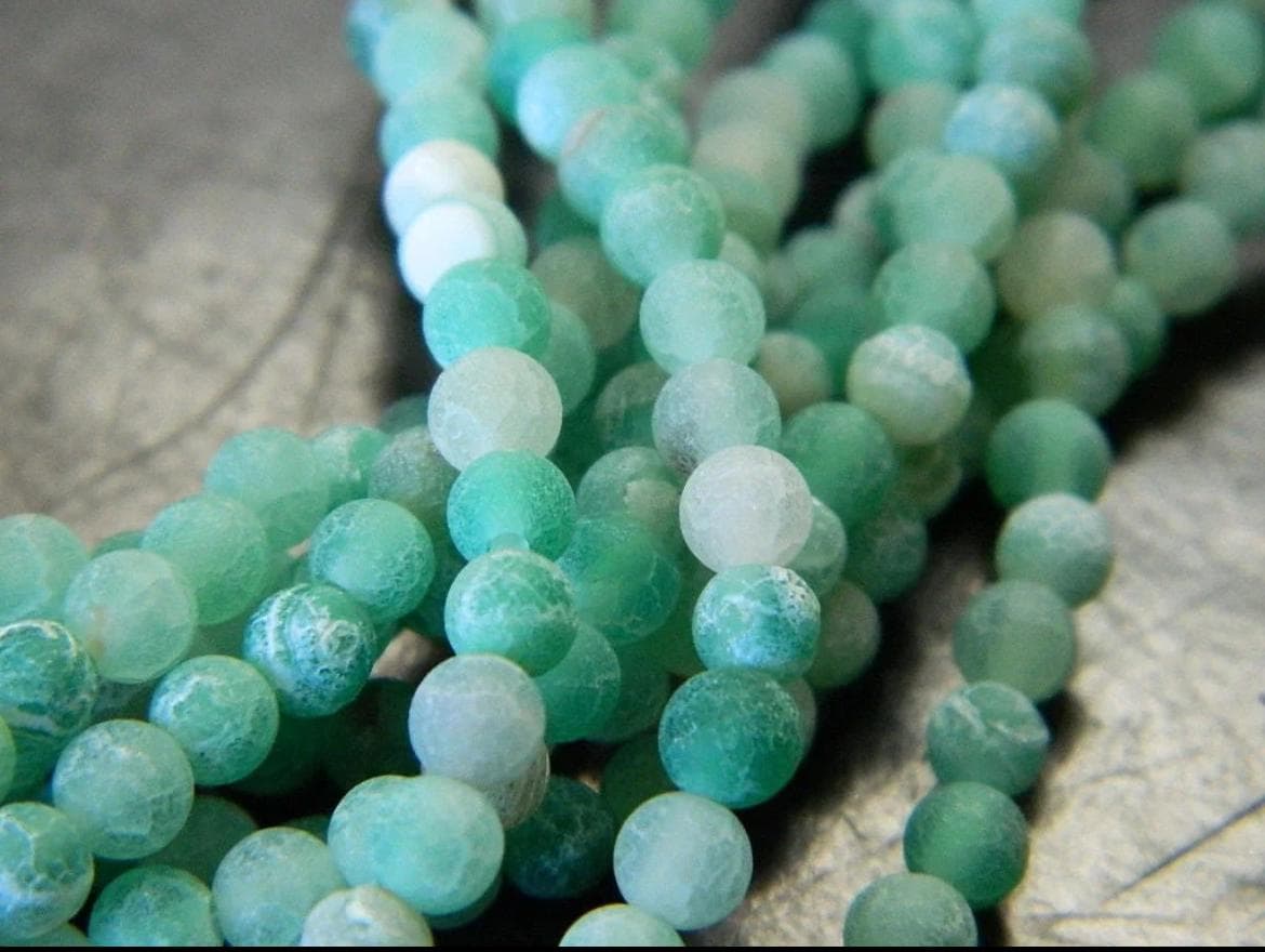 4mm Light Green Crackle Agate-Natural Crackle Agate Beads - Thumbnail 3