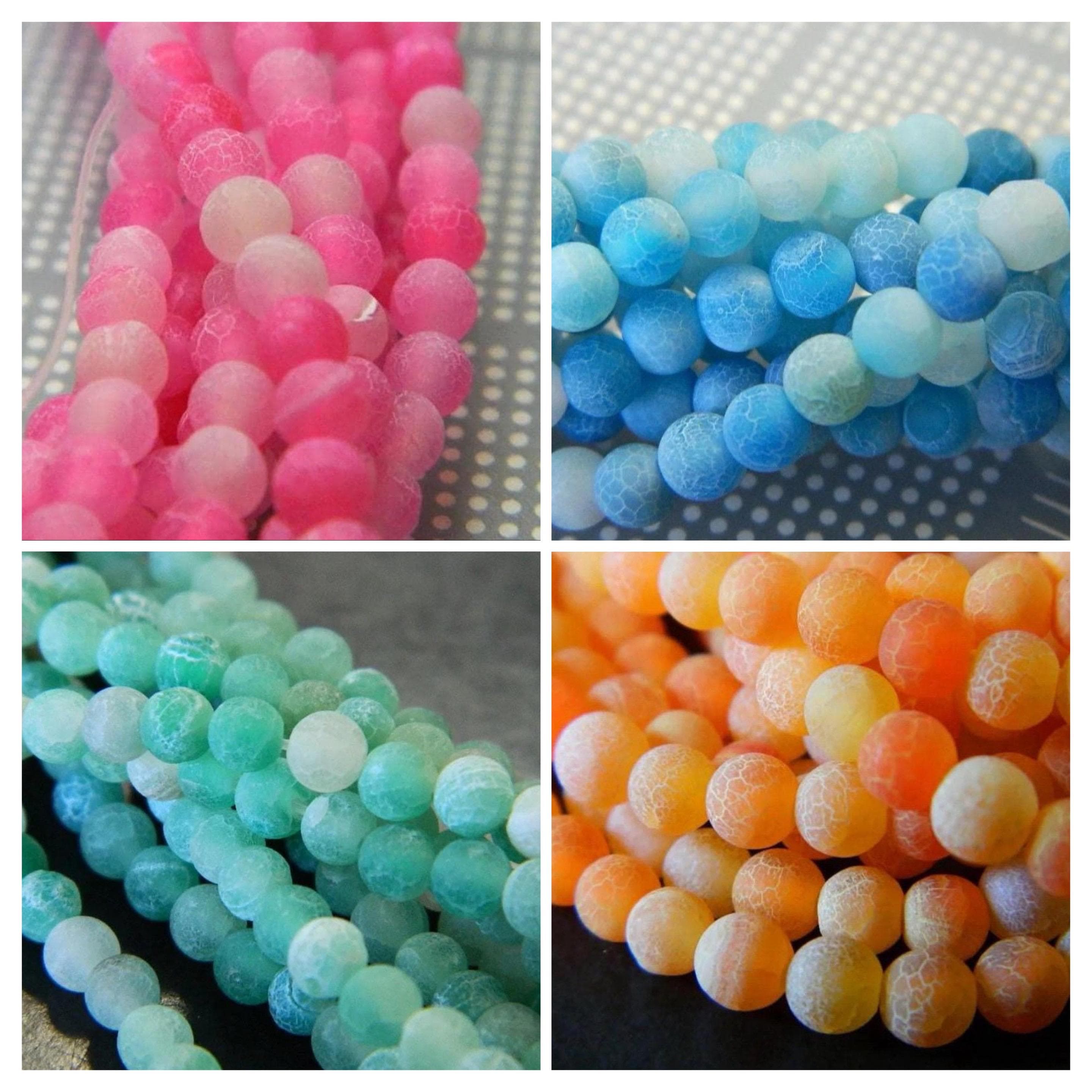 4mm Light Green Crackle Agate-Natural Crackle Agate Beads - Image 1