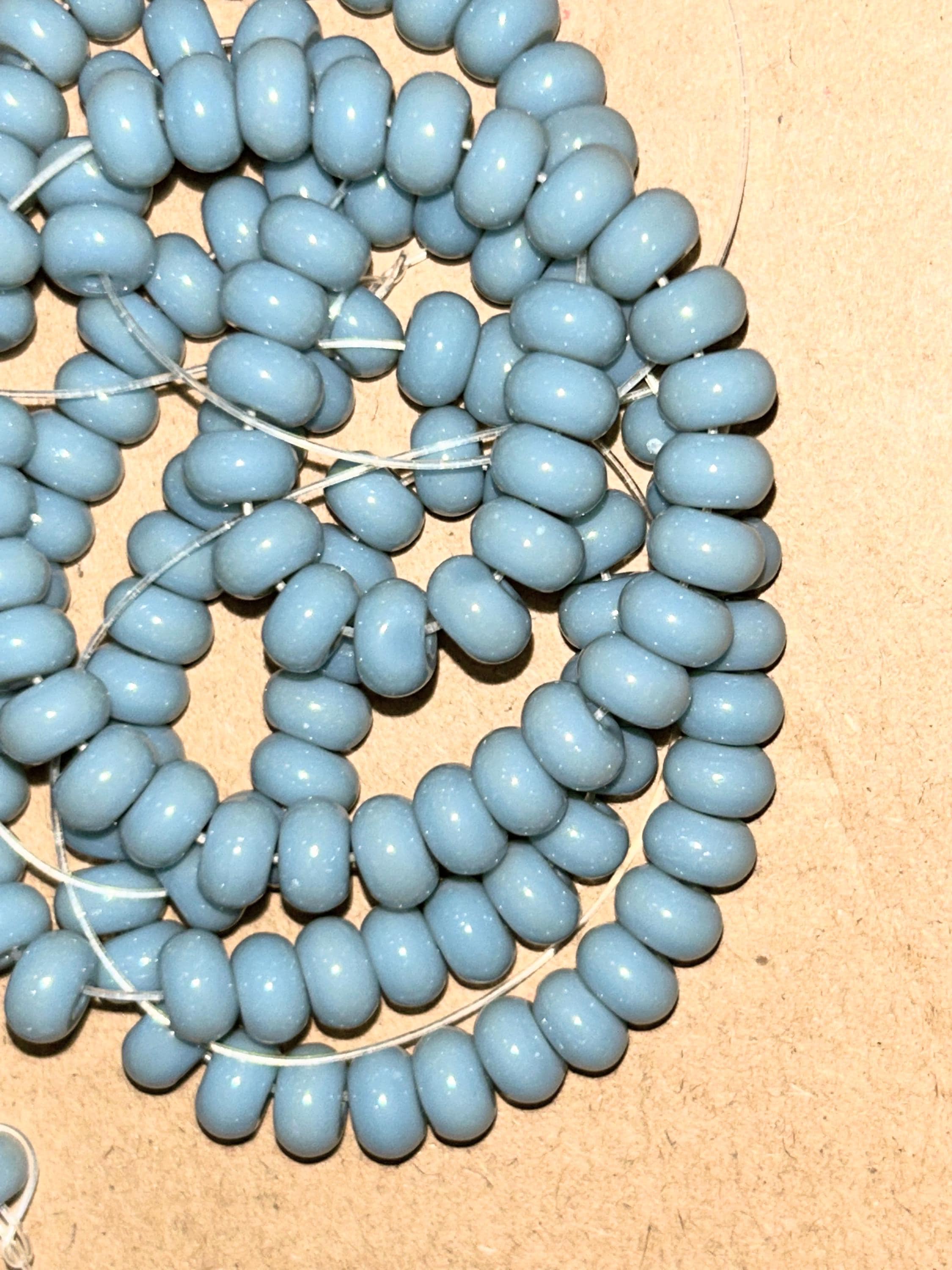 6mm All Natural Smooth Rondell Blue Quartz AAA Beads - Image 1
