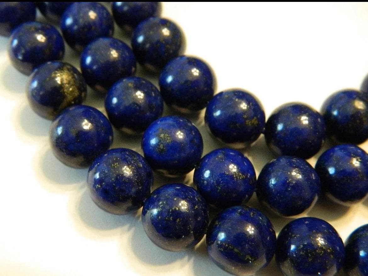 Lapis Lazuli Gemstone Beads – 4mm,6mm,8mm,10mm,12mm-Natural Afghan Jewelry Making Supplies - Image 1