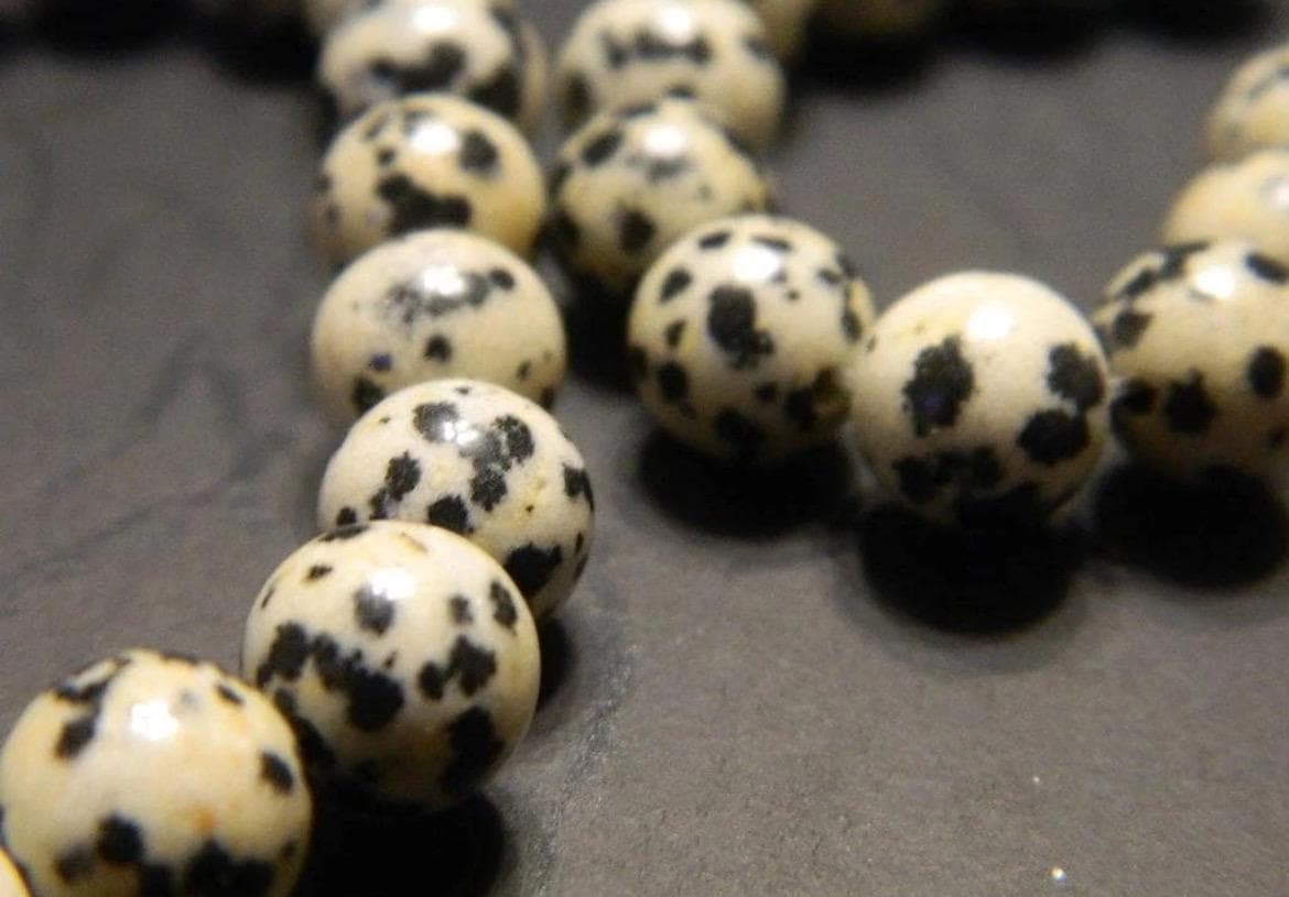 6mm Dalmatian Jasper Beads - Smooth Round Gemstone Strand - Thumbnail 5