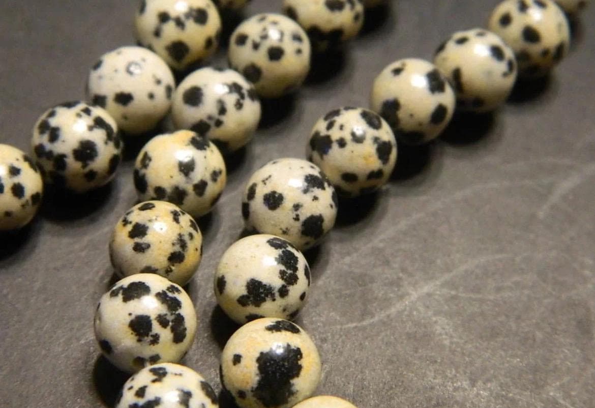 8mm Dalmatian Jasper Beads - Smooth Round Gemstone Strand - Thumbnail 4