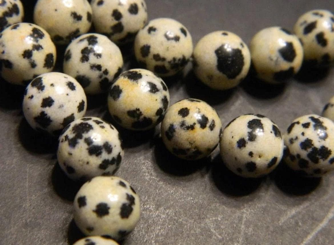 6mm Dalmatian Jasper Beads - Smooth Round Gemstone Strand - Thumbnail 3