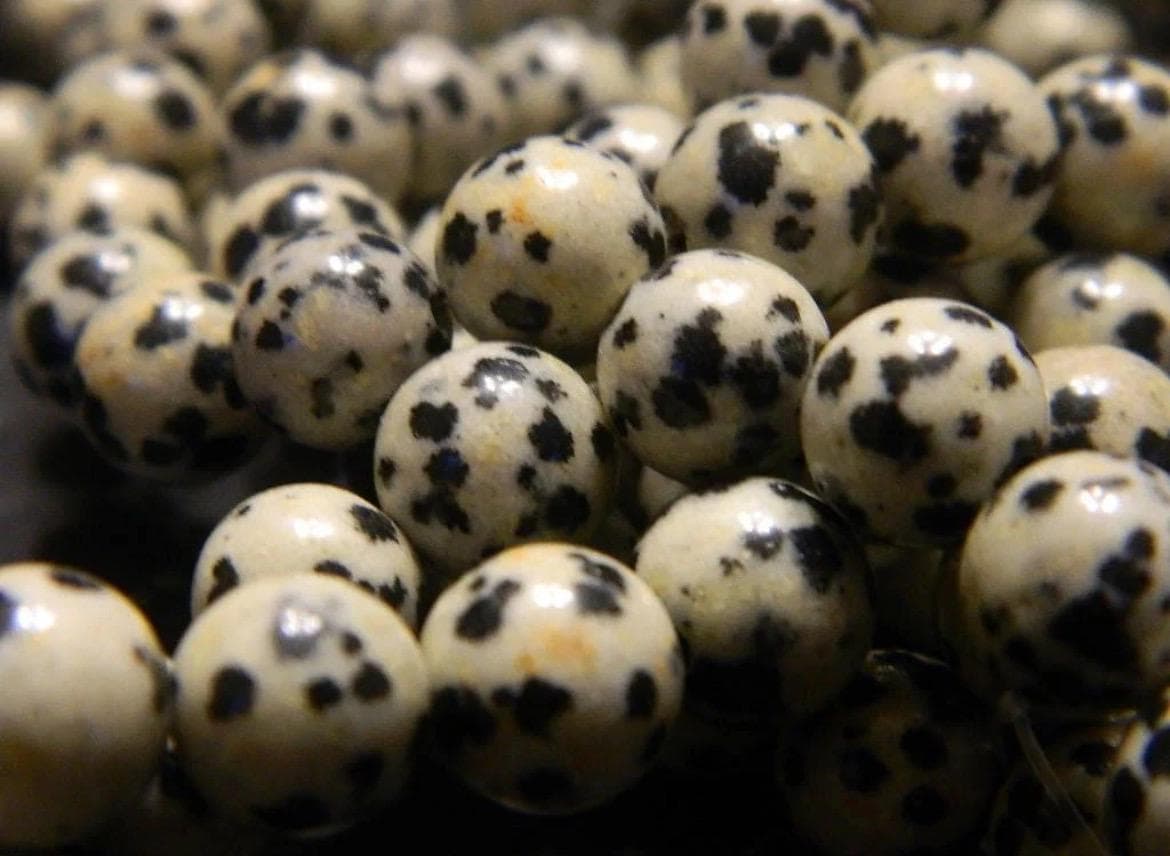 8mm Dalmatian Jasper Beads - Smooth Round Gemstone Strand - Thumbnail 2