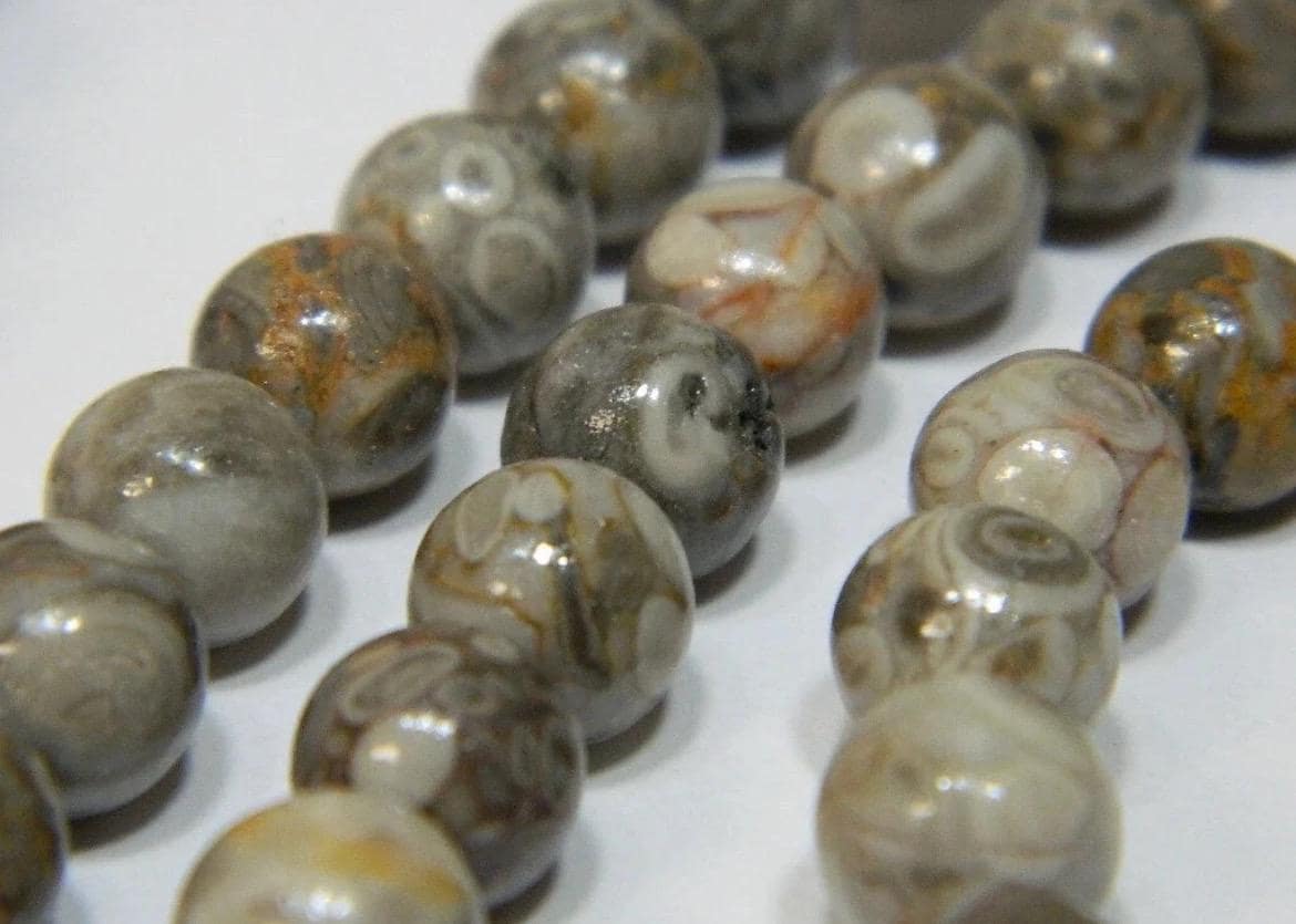 Maifanite Natural Fossilized /4mm,6mm,8mm-Maifan Medical Stone Beads - Round Gray - Thumbnail 2