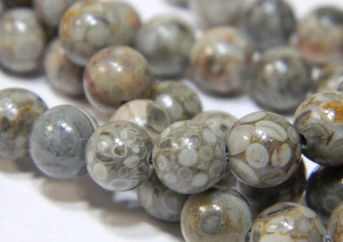 Maifanite Natural Fossilized /4mm,6mm,8mm-Maifan Medical Stone Beads - Round Gray - Thumbnail 3