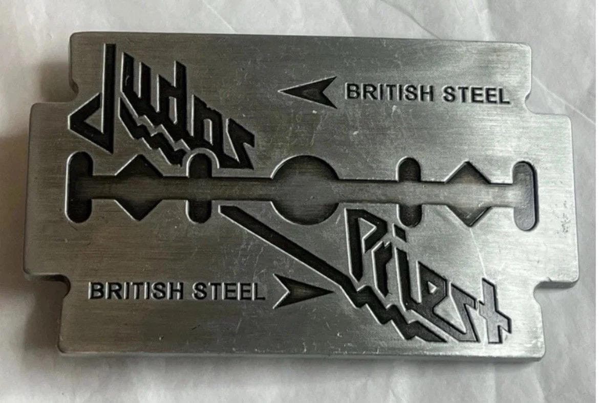 Judi’s Priest /Rock And Roll/ Razor Blade /Belt Buckle/British Steel/Silver - Image 1
